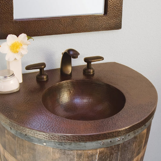 designing bathroom with a copper sink