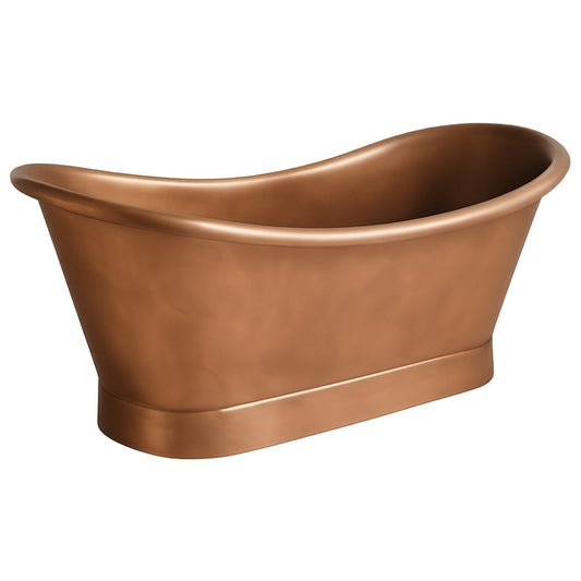 Double slipper natural made copper bathtub side view