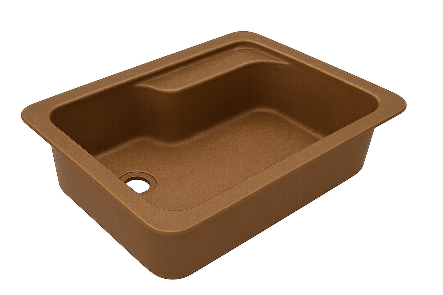 Drop-in copper bathtub for a bathroom alcove
