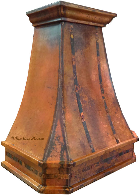 copper kitchen hood with straps