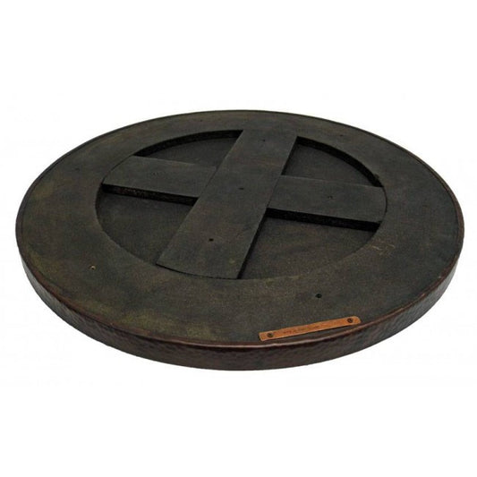 handcrafted table made of copper back view