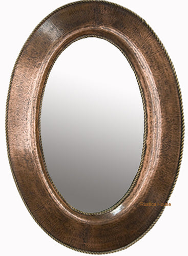 decorative oval copper mirror