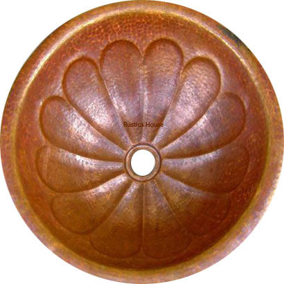 round drop-in undermount copper bathroom sink