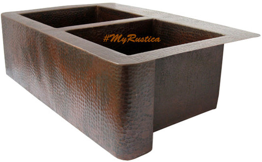 apron copper kitchen sink side view