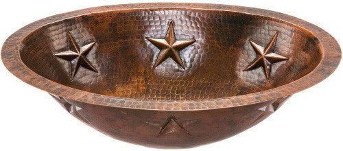 mexican hand crafted oval copper bathroom sink side view