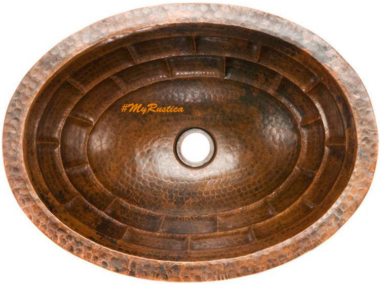 rustic handmade oval copper bathroom sink
