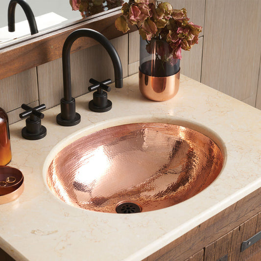 hammered copper bathroom sinks from Mexico