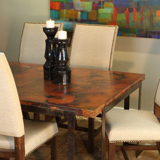 hammered copper dining room tables