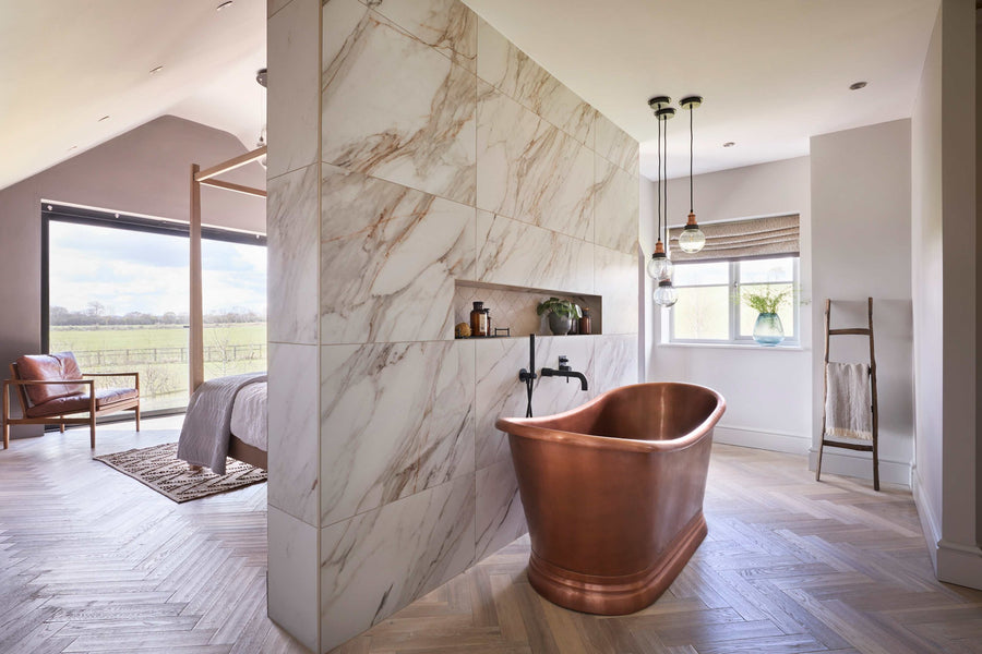 Bedroom with Copper Appliances