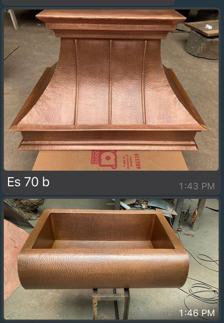 Farmhouse Copper Sink with Matching Copper Range Hood