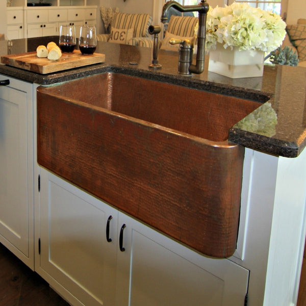 Farmhouse Copper Kitchen Sinks with Decorative Apron