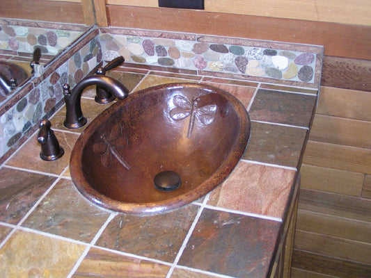 copper bathroom sink dragon fly