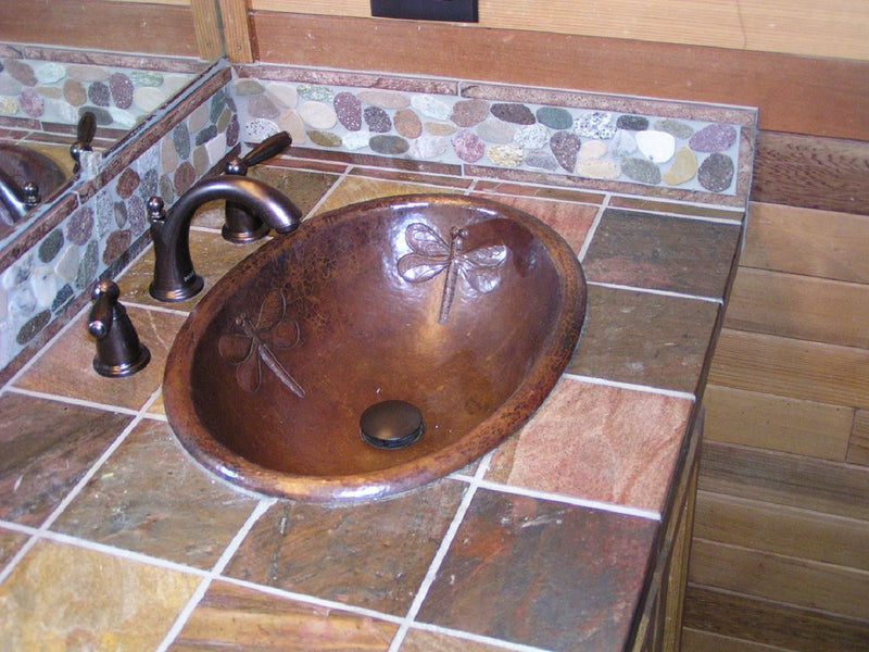 Copper Bathroom Sink with a Dragon Fly