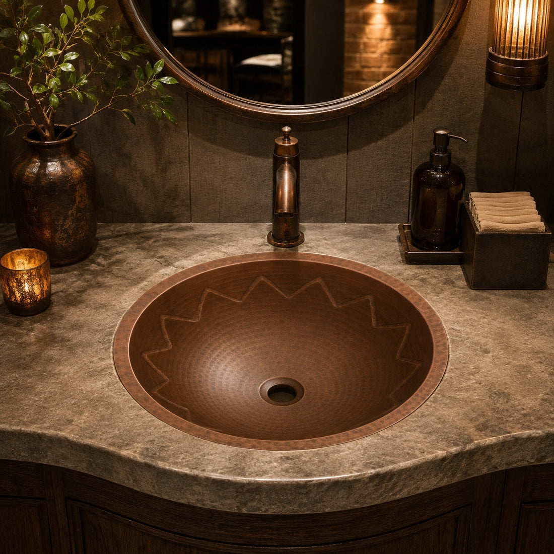 Round Copper Bathroom Sinks from Mexico
