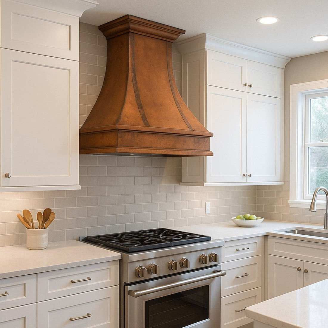 Transitional Rustic Custom Copper Range Hood Buyer’s Guide
