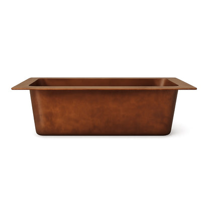 Alcove drop-in copper bathtub side view