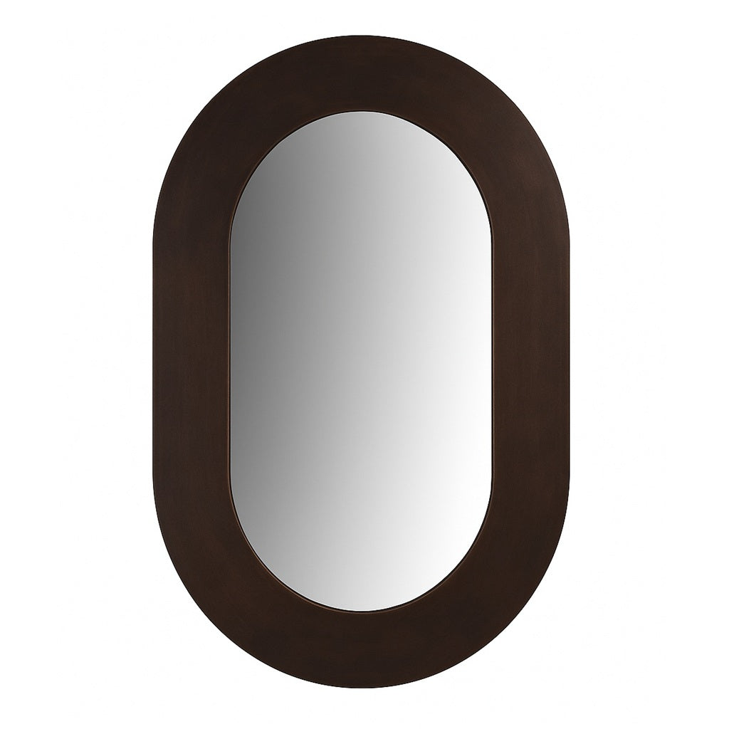 Custom handcrafted oval copper mirror