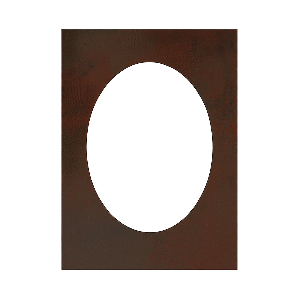 Custom hammered rectangular copper mirror with oval center