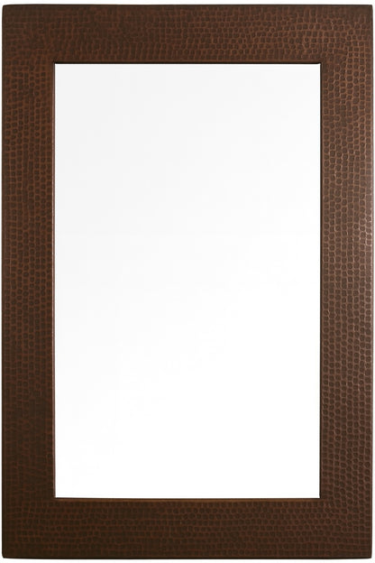 Custom hand-hammered rectangular copper mirror