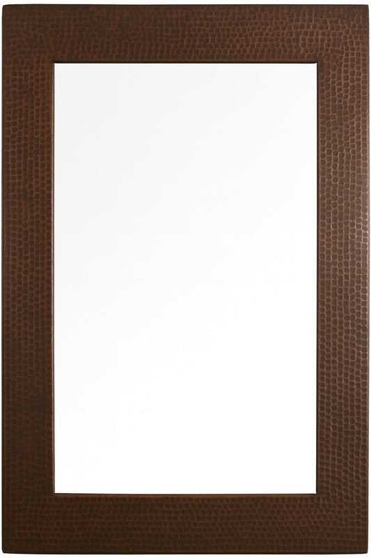 Custom hand-hammered rectangular copper mirror