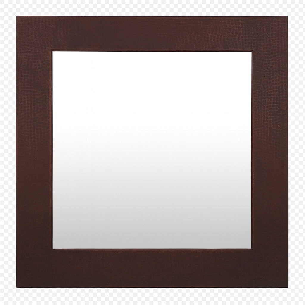 Custom square copper mirror with round center opening