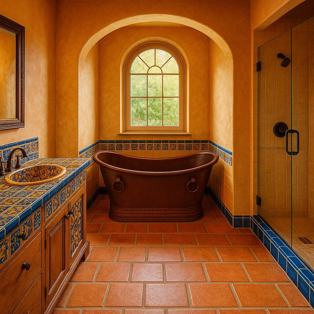 Decorative rings copper bathtub freestanding design