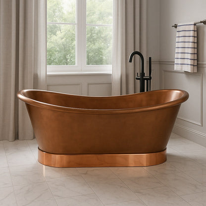 60-inch double slipper natural copper bathtub 