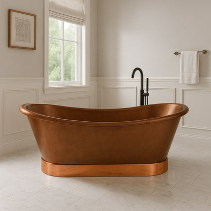 67-inch double slipper natural copper bathtub 