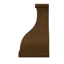 Smooth hacienda copper range hood with simple crown side view