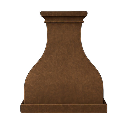 Smooth hacienda copper range hood with simple crown front view