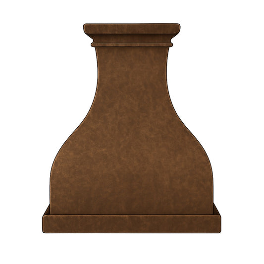 Smooth hacienda copper range hood with simple crown front view