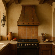 Hacienda style copper kitchen range hood with rivets 36-inch