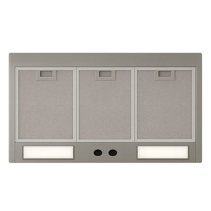 Hammered copper range hood with riveted straps and mid-band, 200 CFM insert