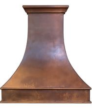 Mexican hacienda style smooth copper range hood front view