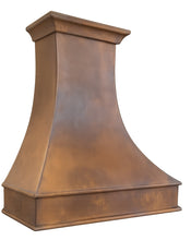 Mexican hacienda style smooth copper range hood side view