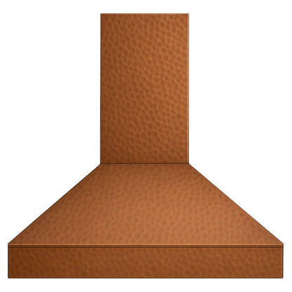 Minimalist hammered copper range hood for modern kitchens blending precise geometry with handcrafted copper artistry