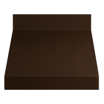 Modern slant front copper range hood, view from the front
