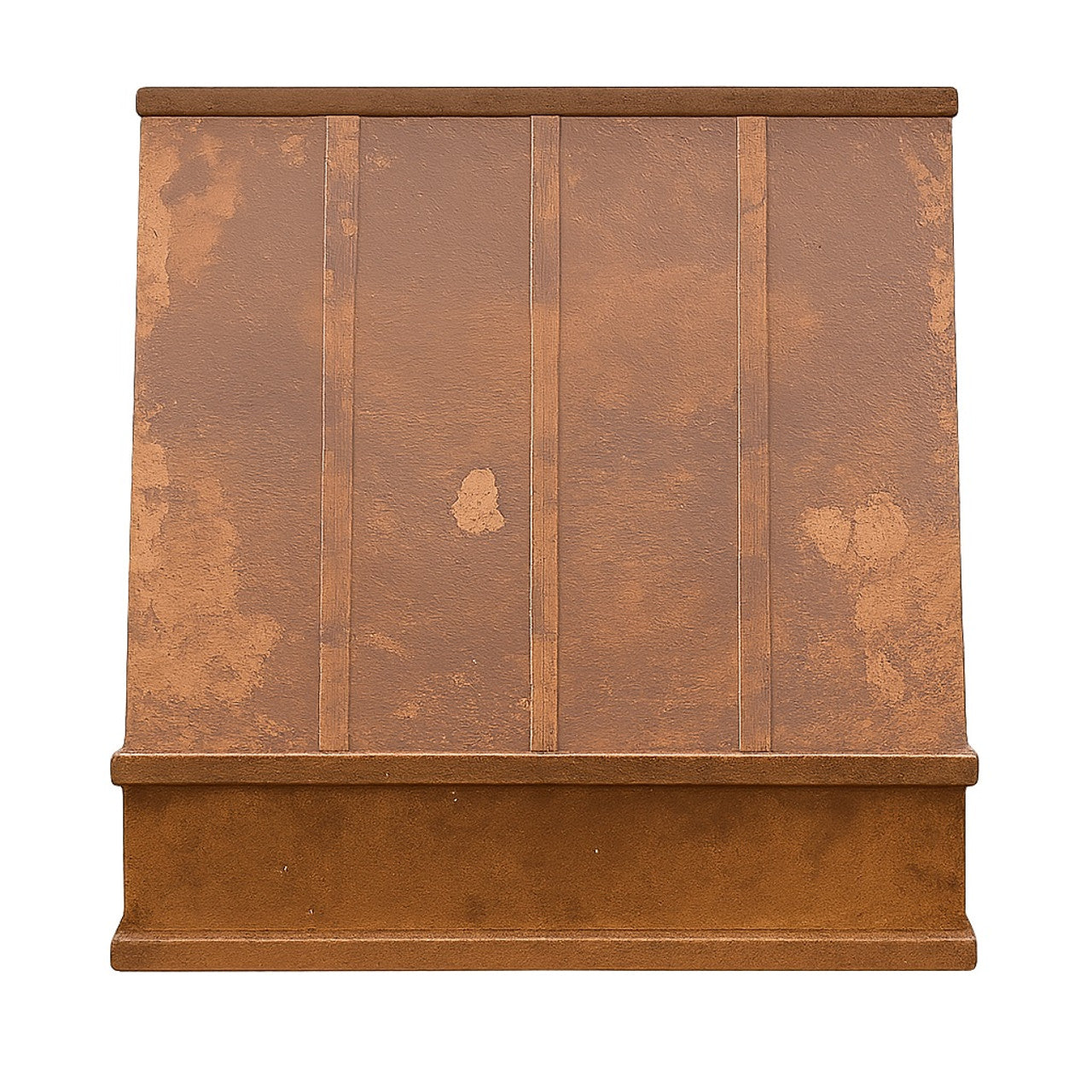 Rectangular sloped copper range hood front view