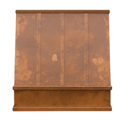 Rectangular sloped copper range hood front view