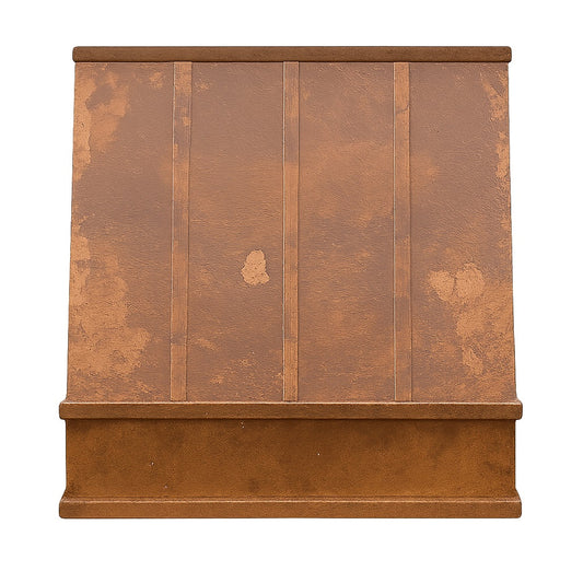 Rectangular sloped copper range hood front view