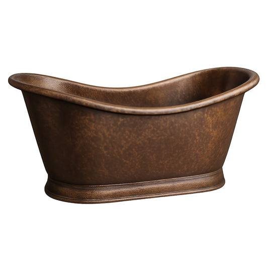 Single slipper hand-hammered copper bathtub with artisanal refinement and modern rustic design