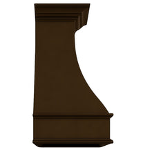 Spanish Revival hammered copper kitchen range hood side view