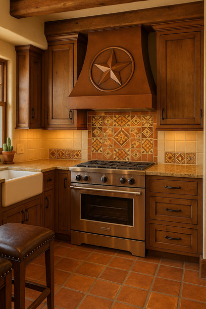Texas star style curved 36-inch copper range hood