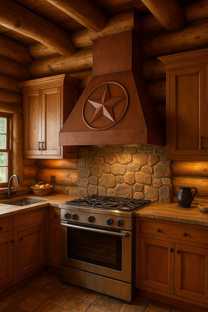 Texas star style curved 60-inch copper range hood