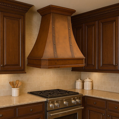 60 inch 30 inch transitional rustic custom copper range hood