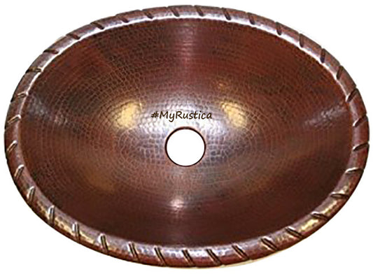 vintage oval drop-in copper bathroom sink