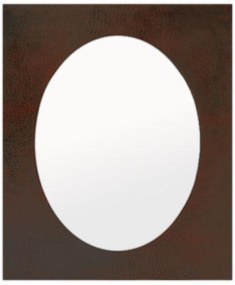 hammered rectangular copper mirror