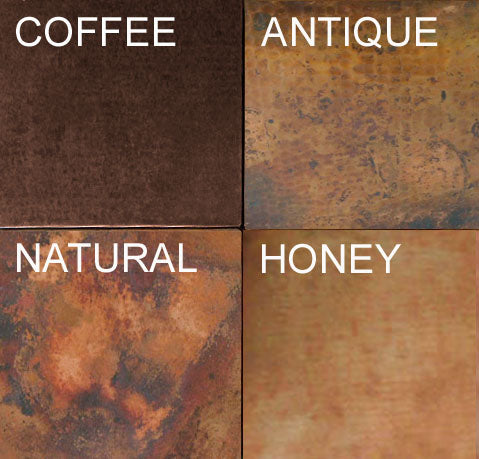 copper patina selection for a round mirror frame