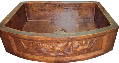 hand fabricated colonial apron copper kitchen sink