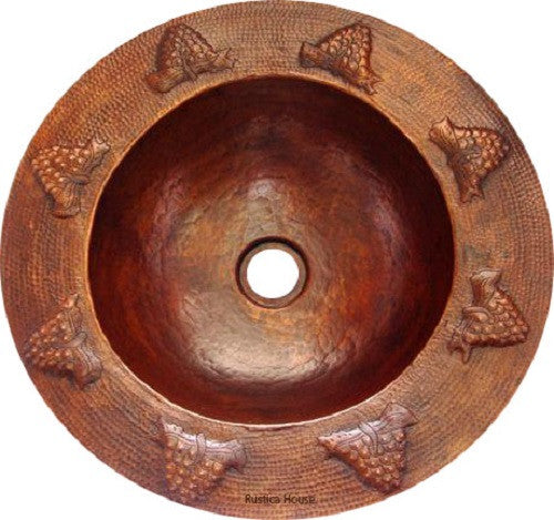spanish copper bathroom sink grapes